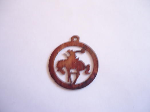 (image for) Bronc rider in circle earrings/charm #T-ch03
